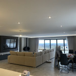 Plastered and painting open plan floor of a house